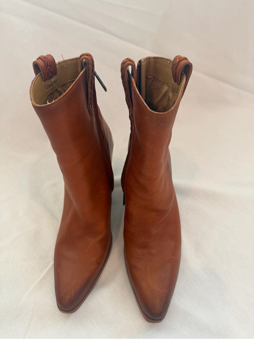 Sam Edelman Leather Pointed Ankle Boot in Copper Brown western style - Picture 3 of 5